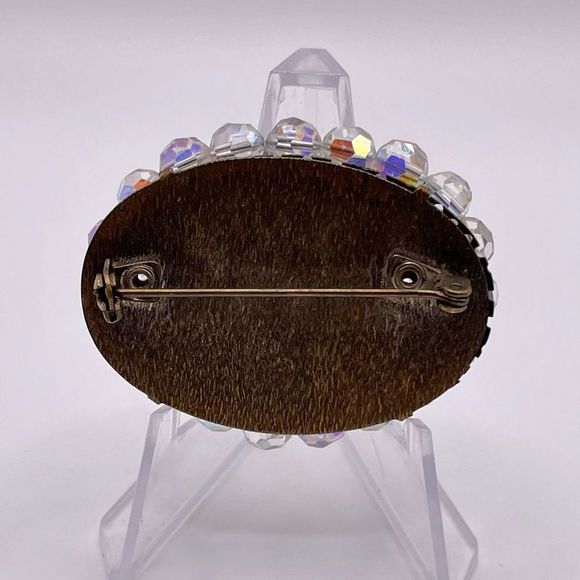 AB Crystal Iridescent Beaded Pin, Brooch Vintage - Picture 2 of 4